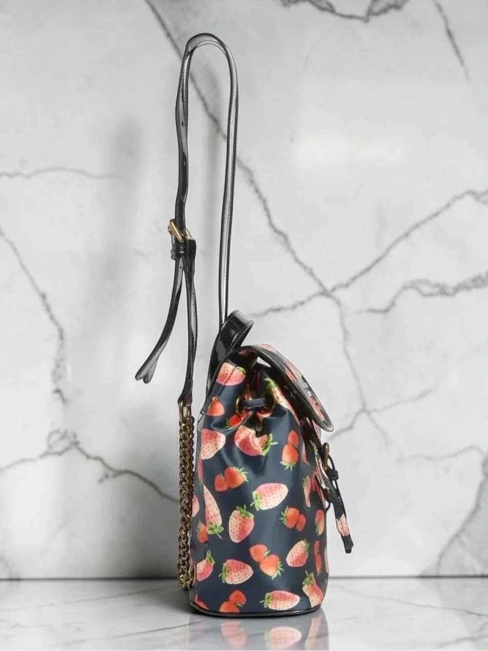 Kurt Geiger NWT Portobello Strawberry Print Nylon Backpack